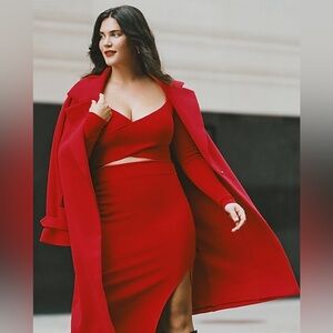 Express Red 2-Piece Crop Sweater Set. Size L